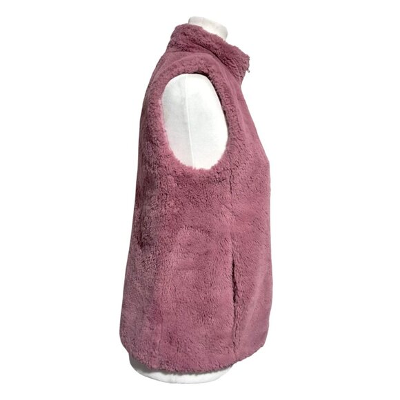 J.Crew Factory Faux Fur Teddy Vest Guava Berry Pink XS Cozy Zip Barbiecore - Picture 9 of 12